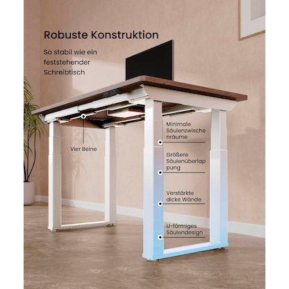 Artikelbild 4 für FlexiSpot E7Q elektrisch höhenverstellbares Schreibtischgestell weiß ohne Tischplatte, Kufen-Gestell weiß 110,0 - 190,0 x 57,8 cm, Artikelnummer 656803