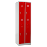 Artikelbild 1 für Gürkan Spind lichtgrau, feuerrot 105930, 4 Schließfächer 60,0 x 50,0 x 195,0 cm, Artikelnummer 562064