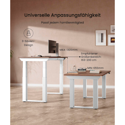 Artikelbild 8 für FlexiSpot E7Q elektrisch höhenverstellbares Schreibtischgestell weiß ohne Tischplatte, Kufen-Gestell weiß 110,0 - 190,0 x 57,8 cm, Artikelnummer 656803