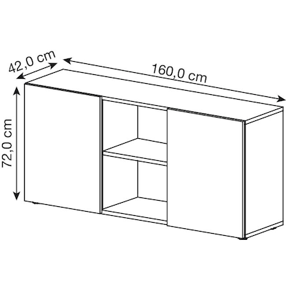 Artikelbild 2 für HAMMERBACHER Sideboard 1780, V1780/N/S nussbaum, silber 160,0 x 42,0 x 74,8 cm, Artikelnummer 859177