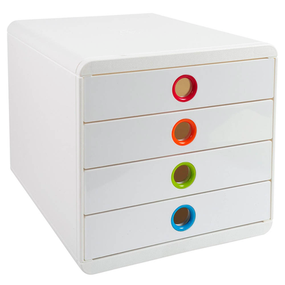 Artikelbild 19 für Exacompta Schubladenbox POP-BOX weiß mit bunten Grifflöchern 314398D, DIN A4 mit 4 Schubladen, Artikelnummer 667663