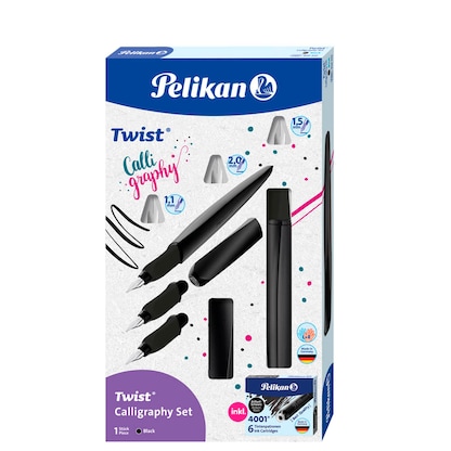 Artikelbild 2 für Pelikan Twist® Calligraphy Set Patronenfüller schwarz 1,1mm, 1,5mm, 2,0mm, Artikelnummer 573887