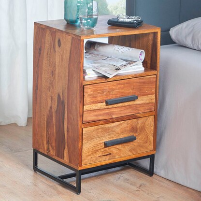 Artikelbild 4 für WOHNLING Nachttisch Massivholz sheesham 35,0 x 40,0 x 66,0 cm, Artikelnummer 166779