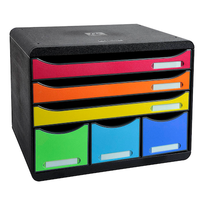 Artikelbild 6 für Exacompta Schubladenbox STORE-BOX rot, orange, gelb, grün, hellblau, violett 306798D, DIN A4 quer mit 6 Schubladen, Artikelnummer 667586
