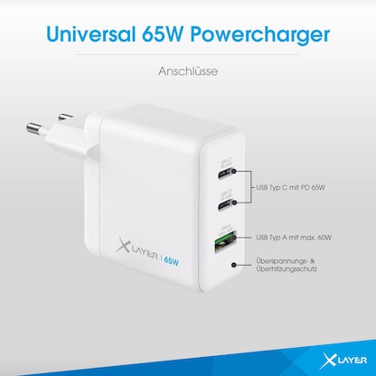 Artikelbild 2 für XLAYER Powercharger 65W Ladeadapter weiß, 65 Watt, Artikelnummer 755411