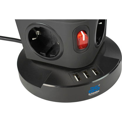 Artikelbild 4 für as-Schwabe QI-Wireless Ladestation 8-fach Steckdosenturm 2,0 m schwarz, Artikelnummer 973060