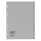 Artikelbild 1 für office discount Ordnerregister DIN A4 Vollformat 1-12 grau 12-teilig, 1 Satz, Artikelnummer 839142