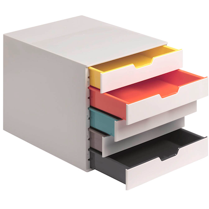 Artikelbild 4 für DURABLE Schubladenbox VARICOLOR® weiß mit bunten Farblinien 762527, DIN A4 mit 5 Schubladen, Artikelnummer 663258