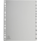 Artikelbild 1 für Exacompta Ordnerregister DIN A4 Vollformat, Überbreite 1-12 grau 12-teilig, 1 Satz, Artikelnummer 385973