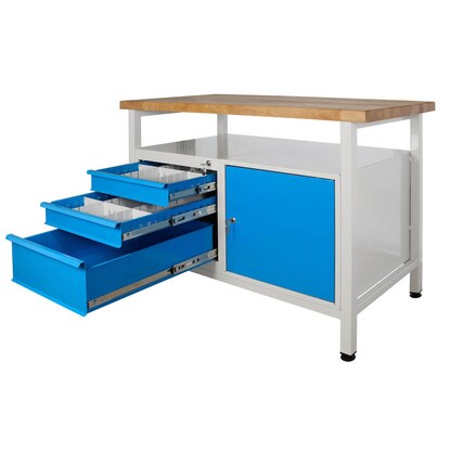 Artikelbild 7 für ADB Werkbank lichtgrau, blau 3 Schubladen 120,0 x 60,0 x 84,0 cm, Artikelnummer 674775