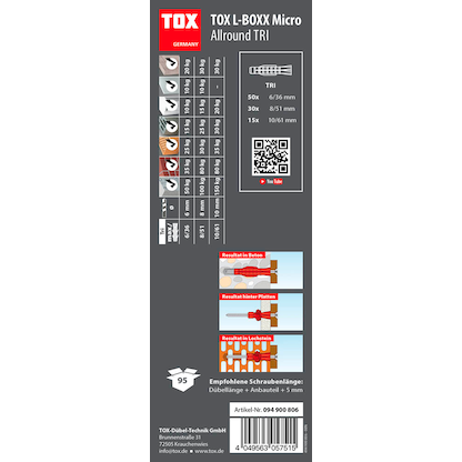 Artikelbild 4 für TOX L-BOXX TRI Micro Allround 094900806 Universaldübel-Sortiment, 95-teilig, Artikelnummer 560858