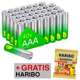 Artikelbild 1 für AKTION: 40 GP Batterien SUPER Micro AAA 1,5 V + GRATIS HARIBO Goldbären 175,0 g, Artikelnummer 819163