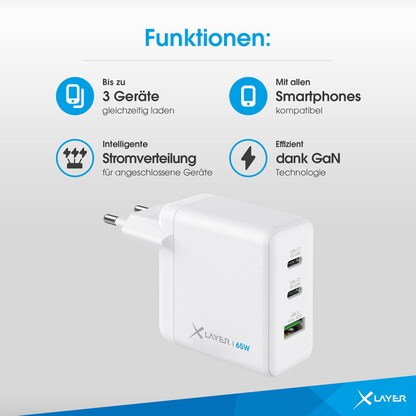 Artikelbild 3 für XLAYER Powercharger 65W Ladeadapter weiß, 65 Watt, Artikelnummer 755411