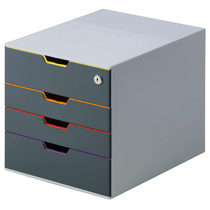 Artikelbild 6 für DURABLE Schubladenbox VARICOLOR® SAFE dunkelgrau mit bunten Farblinien 760627, DIN A4 mit 4 Schubladen, Artikelnummer 265001