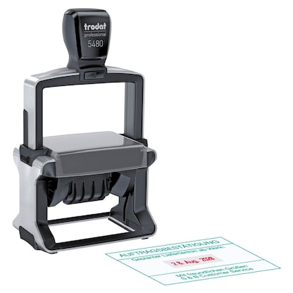 Artikelbild 2 für trodat Datumstempel mit Text individualisierbar 5480 selbstfärbend schwarz mit Logo, 1 St., Artikelnummer 591329
