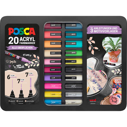 Artikelbild 2 für uni-ball POSCA Marker Metalletui DIY Acrylstift farbsortiert, 20 St., Artikelnummer 278159