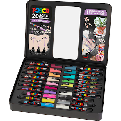 Artikelbild 3 für uni-ball POSCA Marker Metalletui DIY Acrylstift farbsortiert, 20 St., Artikelnummer 278159