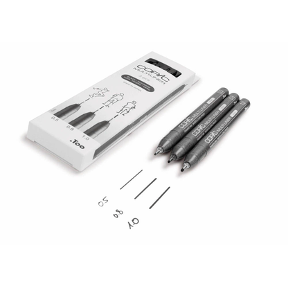 Artikelbild 2 für COPIC® Multiliner Fineliner schwarz 0.5 + 0.8 + 1.0 mm, 3 St., Artikelnummer 361419