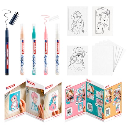 Artikelbild 3 für edding Manga Acrylstifte-Set farbsortiert 1,0 - 2,0 mm, 1 Set, Artikelnummer 512317