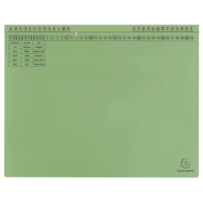Artikelbild für 25 Exacompta Hängehefter Exaflex Karton grün 1 x Amtsheftung / kaufmännische Heftung, Artikelnummer 111359