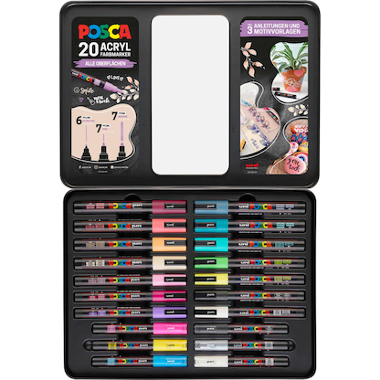 Artikelbild 2 für uni-ball POSCA Marker Metalletui DIY Acrylstift farbsortiert, 20 St., Artikelnummer 278159