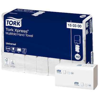 Artikelbild für TORK Papierhandtücher 150300 Xpress® H2 Universal Interfold-Falzung 2-lagig 3.360 Tücher, Artikelnummer 162527