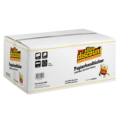 Artikelbild 3 für office discount Papierhandtücher V-5000-OD Zick-Zack-Falzung 1-lagig 5.000 Tücher, Artikelnummer 318269