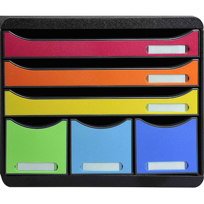 Artikelbild 2 für Exacompta Schubladenbox STORE-BOX rot, orange, gelb, grün, hellblau, violett 306798D, DIN A4 quer mit 6 Schubladen, Artikelnummer 667586