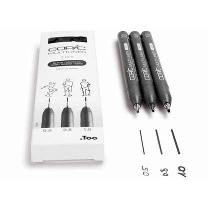 Artikelbild 6 für COPIC® Multiliner Fineliner schwarz 0.5 + 0.8 + 1.0 mm, 3 St., Artikelnummer 361419