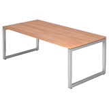 Artikelbild 1 für HAMMERBACHER RS2E höhenverstellbarer Schreibtisch nussbaum rechteckig, Kufen-Gestell silber 200,0 x 100,0 cm, Artikelnummer 215309