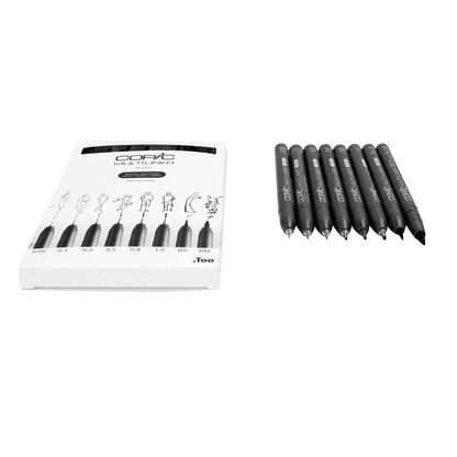 Artikelbild 6 für COPIC® Multiliner Fineliner schwarz 0.05 + 0.1 + 0.3 + 0.5 + 0.8 + 1.0 + BS + BM mm, 8 St., Artikelnummer 361517