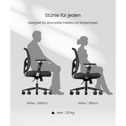 Artikelbild 6 für FlexiSpot Bürostuhl C3B Stoff schwarz, Gestell schwarz, Artikelnummer 656617