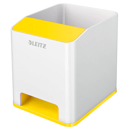 Artikelbild 2 für AKTION: LEITZ Stiftehalter WOW Duo Colour perlweiß/gelb Polystyrol 2 Fächer 9,0 x 10,1 x 10,0 cm mit Prämie nach Registrierung, Artikelnummer 644249
