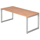 Artikelbild 1 für HAMMERBACHER RS19 höhenverstellbarer Schreibtisch nussbaum rechteckig, Kufen-Gestell silber 180,0 x 80,0 cm, Artikelnummer 215311