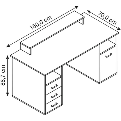 Artikelbild 3 für MÖBELPARTNER Niels light Schreibtisch perlweiß rechteckig, Wangen-Gestell weiß 150,0 x 70,0 cm, Artikelnummer 650327