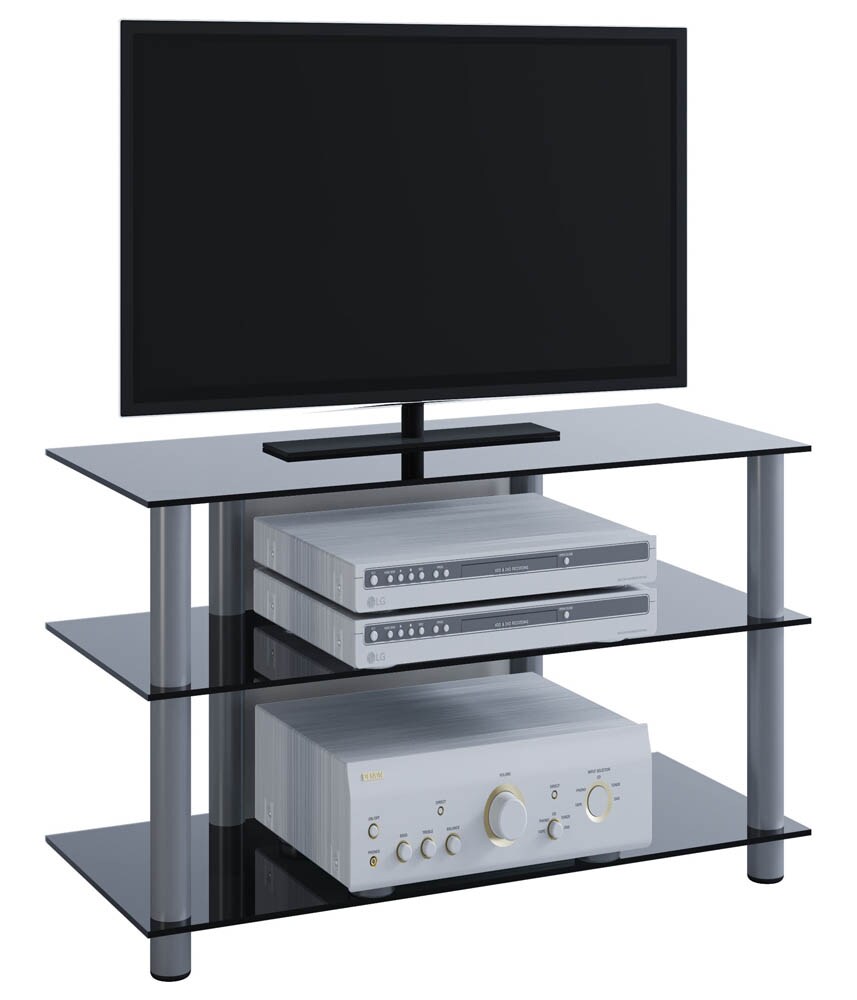 VCM my media TV-Rack Sindas silber, schwarzglas | office discount