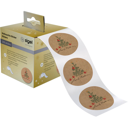 Artikelbild für SIGEL Aufkleber Christmas with Apples Weihnachtsbaum, natur 47,0 x 47,0 mm, 200 Etiketten, Artikelnummer 737553