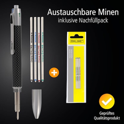 Artikelbild 3 für ONLINE® 4-Farben-Kugelschreiber-Set 70011 schwarz, Artikelnummer 283947
