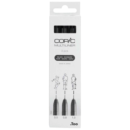 Artikelbild für COPIC® Multiliner Fineliner schwarz 0.5 + 0.8 + 1.0 mm, 3 St., Artikelnummer 361419