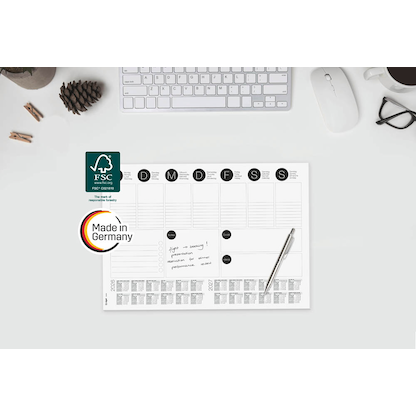 Artikelbild 7 für SIGEL Schreibtischunterlage WOCHENPLANER 2026/2027 schwarz/weiß Papier 42,0 x 29,7 cm, 30 Blatt, Artikelnummer 585283