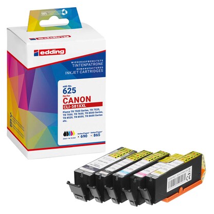 Artikelbild 18 für edding EDD-625 2x schwarz, cyan, magenta, gelb Druckerpatronen kompatibel zu Canon PGI-580XXL BK, CLI-581XXL BK/C/M/Y, 5er-Set, Artikelnummer 476501