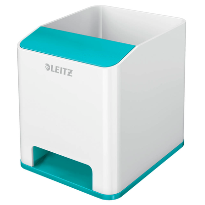 Artikelbild 2 für AKTION: LEITZ Stiftehalter WOW Duo Colour perlweiß/eisblau Polystyrol 2 Fächer 9,0 x 10,1 x 10,0 cm mit Prämie nach Registrierung, Artikelnummer 644276