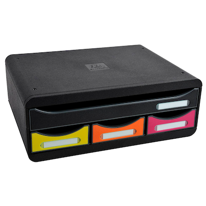 Artikelbild für Exacompta Schubladenbox Toolbox schwarz, gelb, orange, pink 319798D, DIN A4 quer mit 4 Schubladen, Artikelnummer 667530