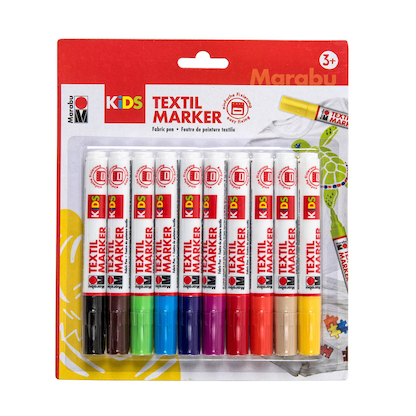 Artikelbild für Marabu KiDS Textilmarker farbsortiert 3,0 mm, 10 St., Artikelnummer 222608