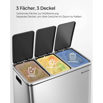Artikelbild 2 für SONGMICS Mülltrenner 3 x 18,0 l silber, Artikelnummer 262438