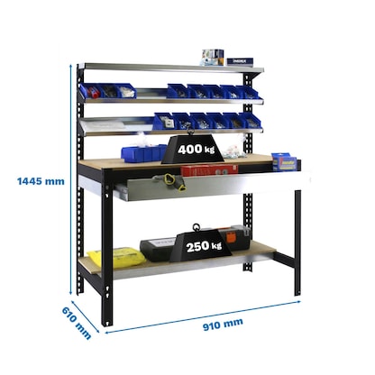 Artikelbild 2 für Simonrack Werkbank SIMONWORK BT1 BOX anthrazit 1 Schublade 91,0 x 61,0 x 144,5 cm, Artikelnummer 358509