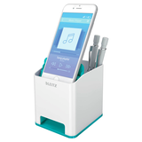 Artikelbild 1 für AKTION: LEITZ Stiftehalter WOW Duo Colour perlweiß/eisblau Polystyrol 2 Fächer 9,0 x 10,1 x 10,0 cm mit Prämie nach Registrierung, Artikelnummer 644276