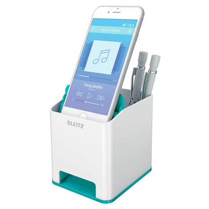 Artikelbild für AKTION: LEITZ Stiftehalter WOW Duo Colour perlweiß/eisblau Polystyrol 2 Fächer 9,0 x 10,1 x 10,0 cm mit Prämie nach Registrierung, Artikelnummer 644276