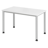 Artikelbild 1 für HAMMERBACHER HS612 Schreibtisch weiß rechteckig, 4-Fuß-Gestell silber 120,0 x 67,2 cm, Artikelnummer 324787