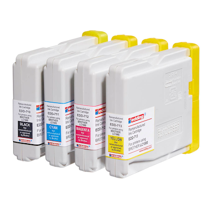 Artikelbild 3 für edding EDD-714 schwarz, cyan, magenta, gelb Druckerpatronen kompatibel zu brother LC-1000BK/C/M/Y, 4er-Set, Artikelnummer 416049